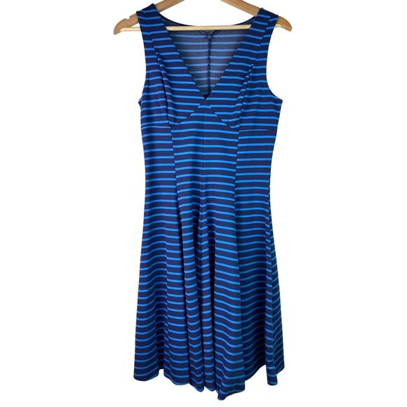 Peter Som Women's Size 6 Indigo Combo Striped Sleeveless Fit and Flare Dress - Picture 1 of 7